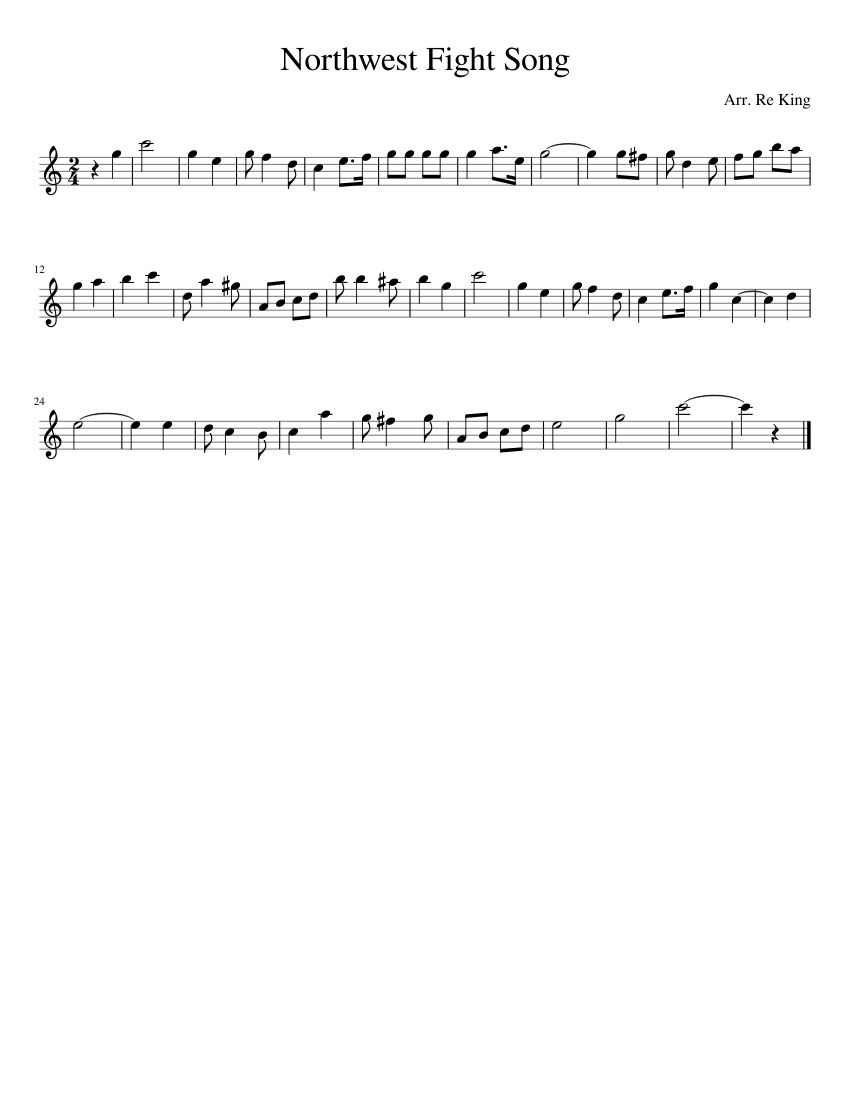 Bb Clarinet Northwest Fight Song sheet music for Clarinet download free ...