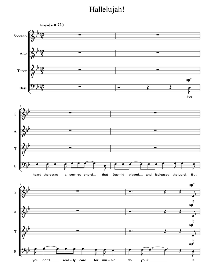 Hallelujah! Sheet music | Download free in PDF or MIDI | Musescore.com