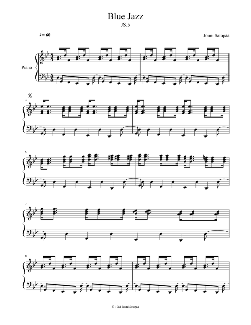 Blue Jazz Sheet music for Piano | Download free in PDF or MIDI