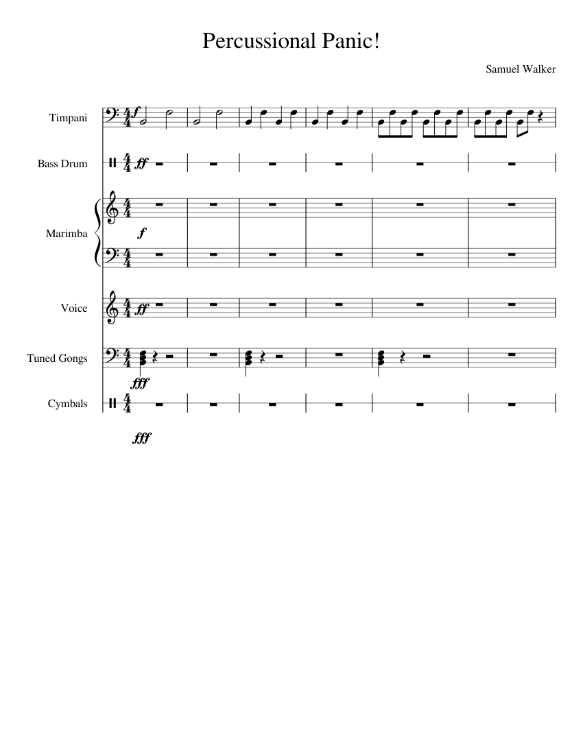 Percussional Panic Piano Tutorial musescore com