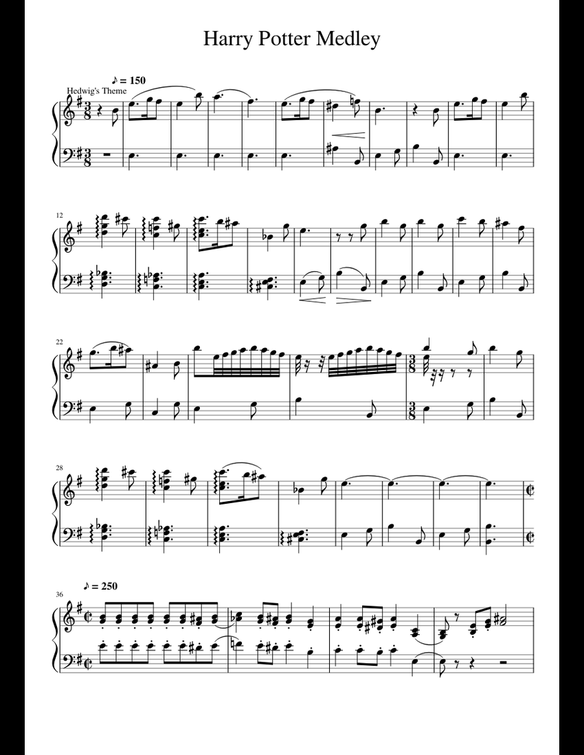 Harry Potter Medley sheet music for Piano download free in PDF or MIDI