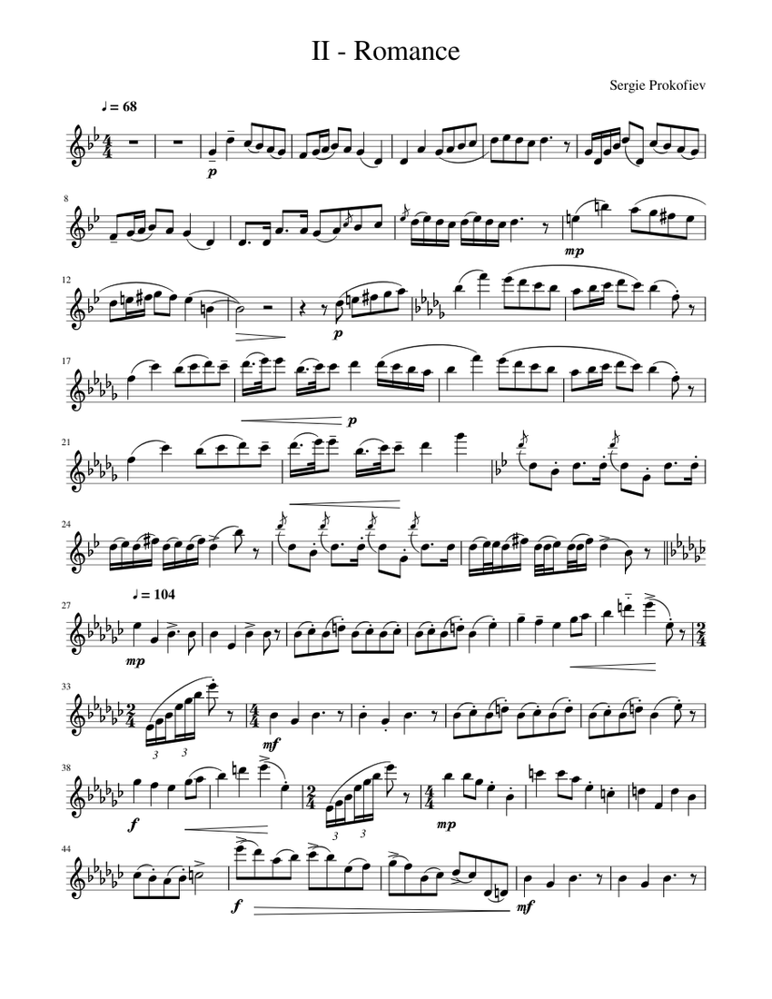 II - Romance Sheet music for Flute | Download free in PDF or MIDI ...