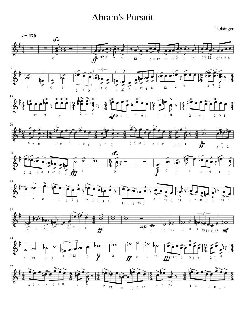 Abram s Pursuit Sheet Music For French Horn Solo Musescore