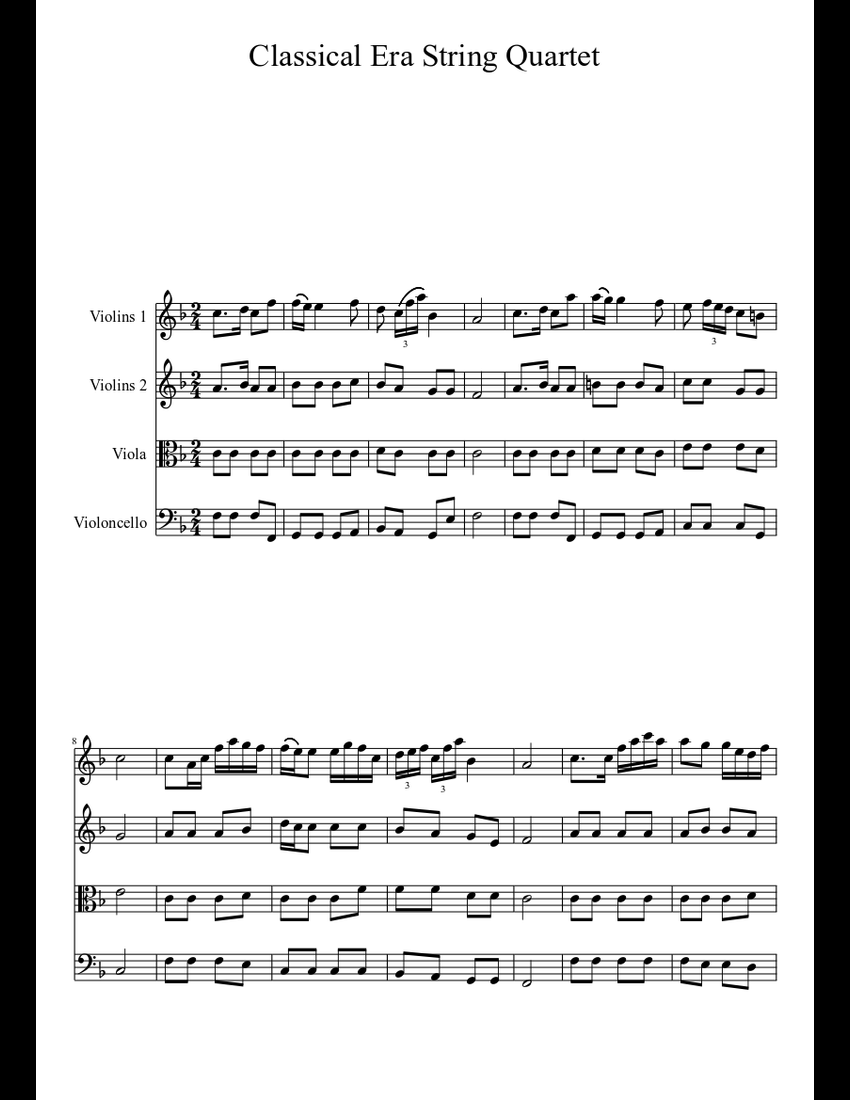 Classical Era String Quartet sheet music download free in PDF or MIDI