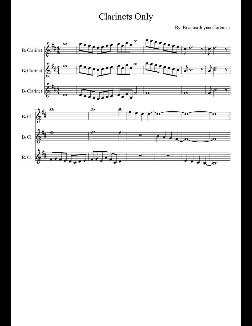 Clarinets Only sheet music download free in PDF or MIDI