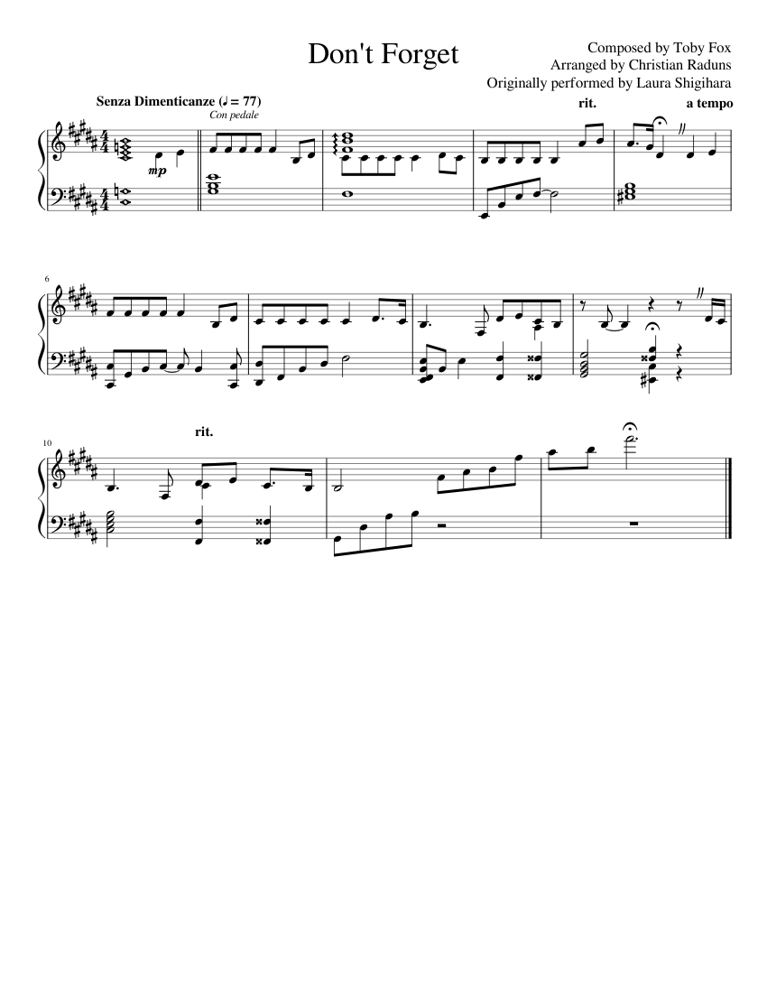 Don T Forget Deltarune Arranged For Piano Sheet Music For Piano Solo Musescore Com - roblox piano sheets deltarune