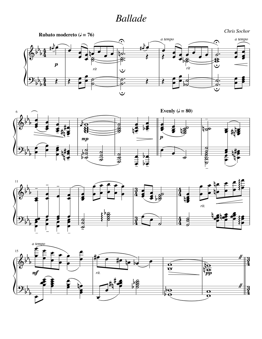 Ballade (Original with analysis in description) sheet music for Piano