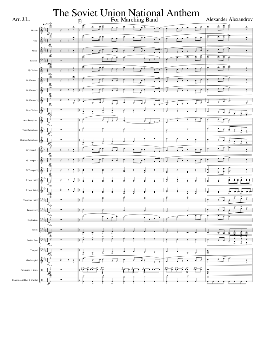The Soviet Union National Anthem Sheet music for Flute,
