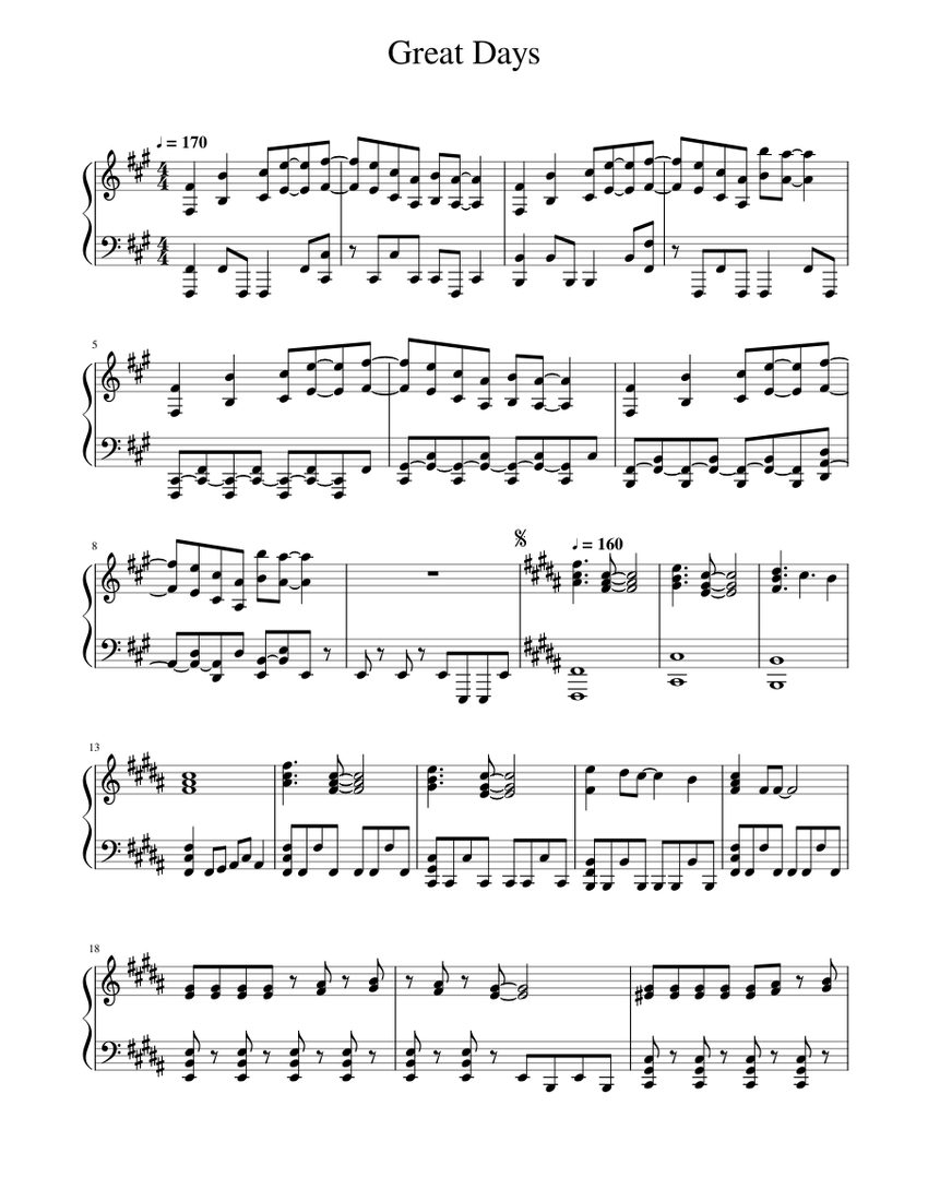 Great Days Sheet music for Piano (Solo) | Musescore.com