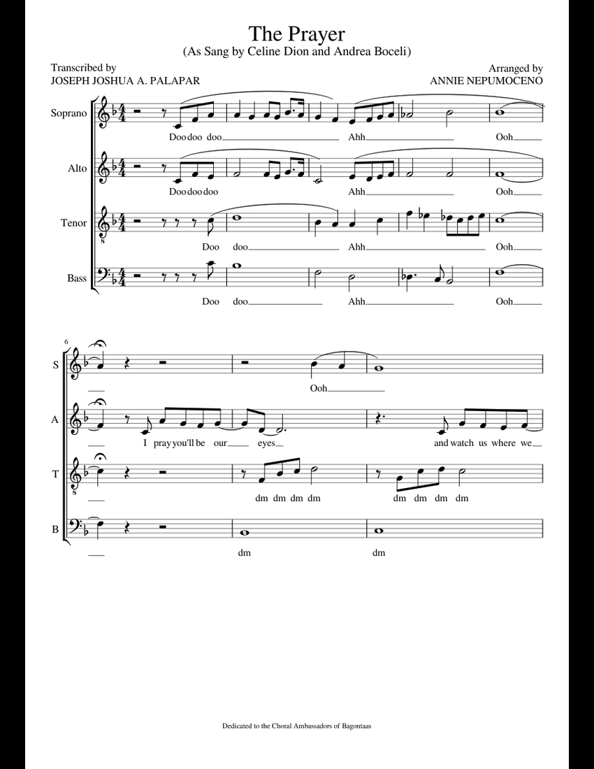 The Prayer sheet music for Piano download free in PDF or MIDI