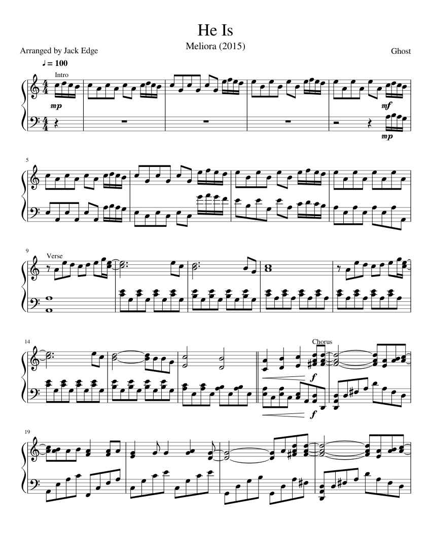 He Is - Ghost sheet music for Piano download free in PDF or MIDI