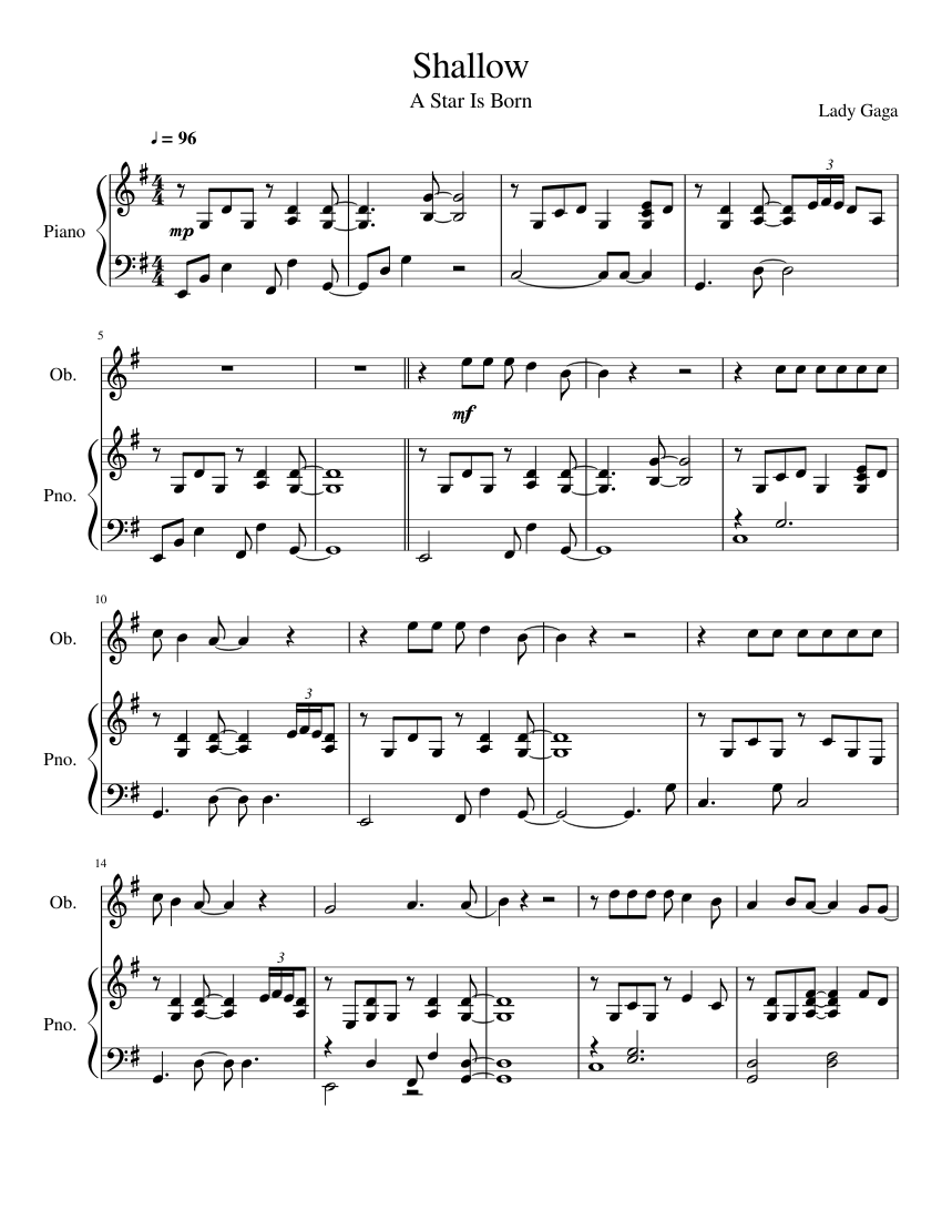 Shallow sheet music for Flute, Piano, Oboe download free in PDF or MIDI