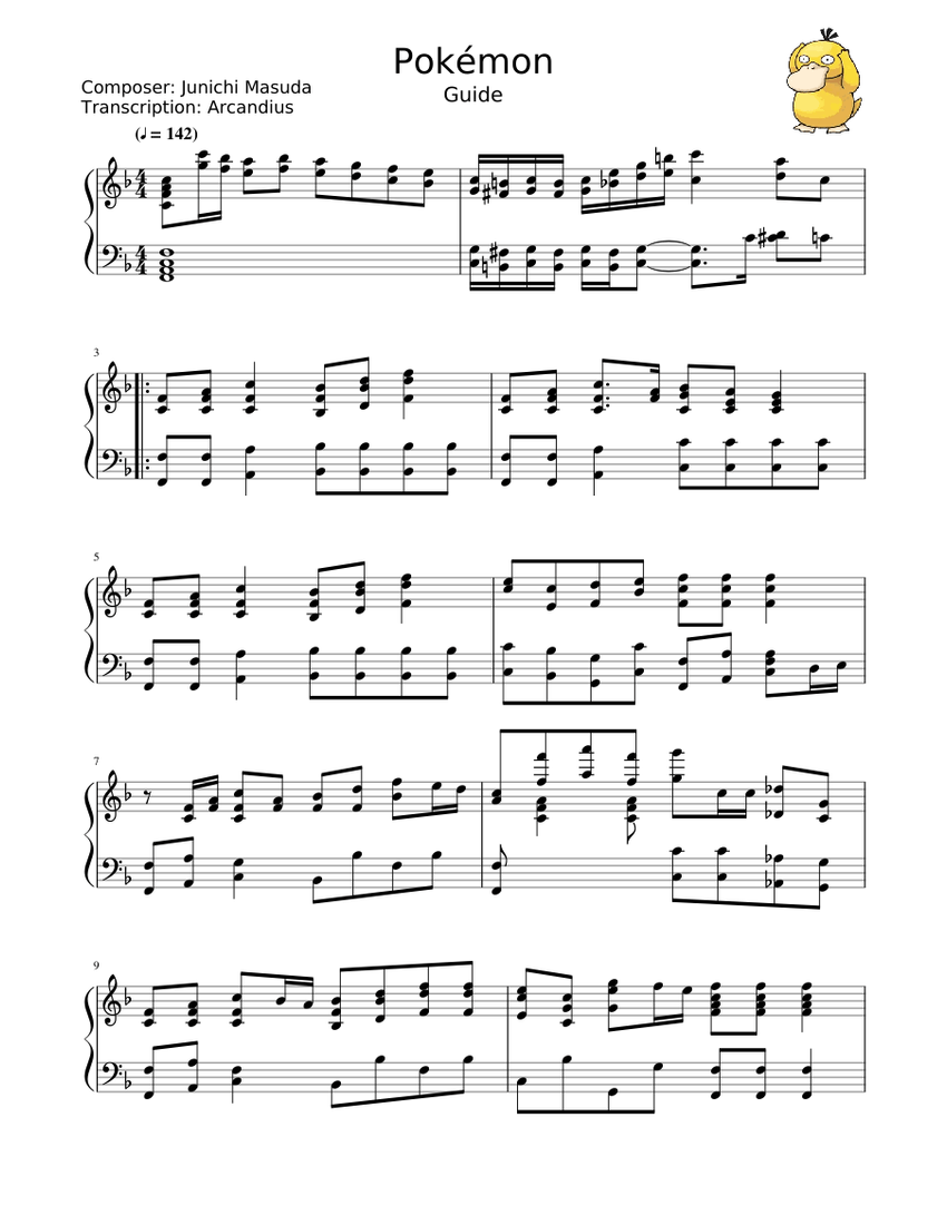Pokémon Anime Series - Guide Sheet music for Piano | Download free in