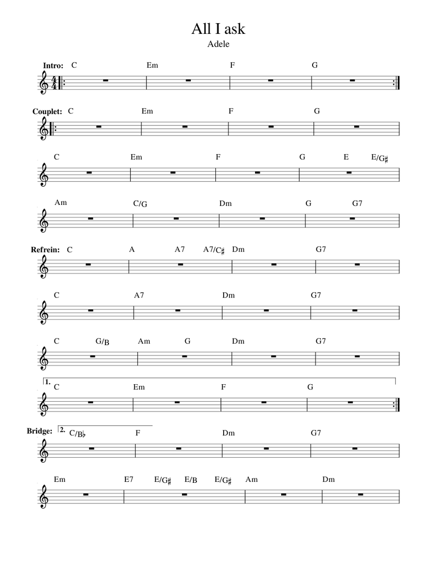 All I ask - Adele Sheet music for Piano | Download free in PDF or MIDI