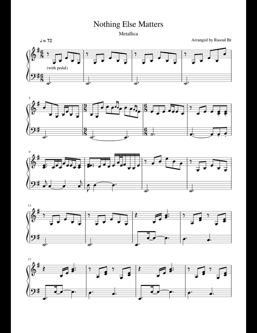 Nothing Else Matters sheet music for Piano download free in PDF or MIDI