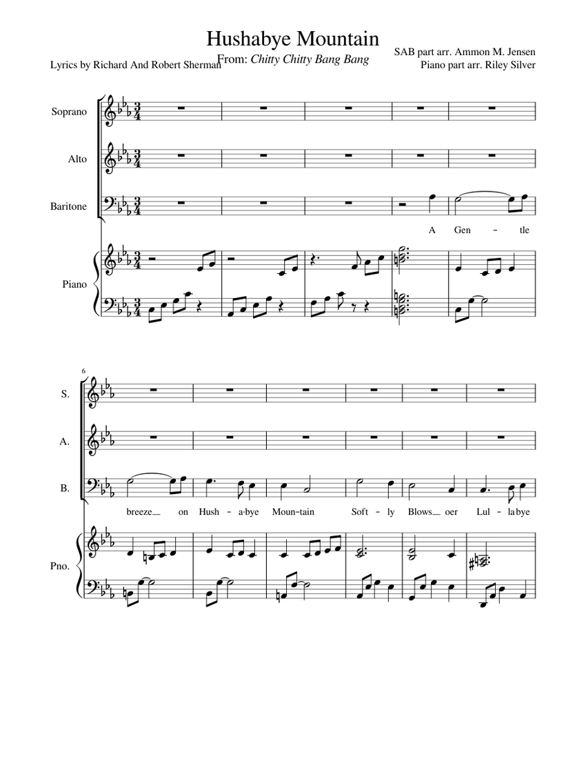Hushabye Mountain Sheet music for Piano, Voice | Download free in PDF ...