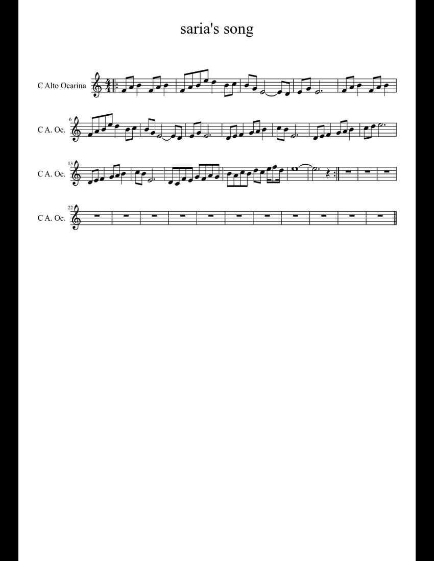 Saria's song sheet music download free in PDF or MIDI