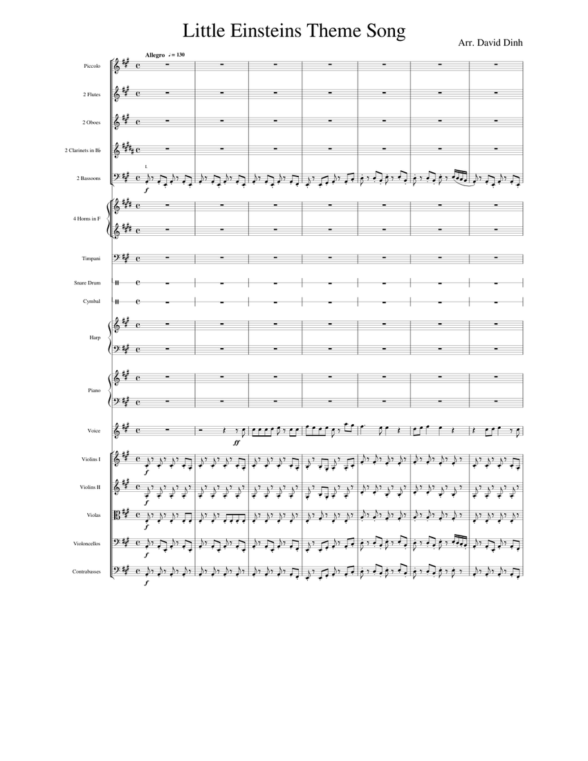 Little Einsteins Theme Song (for orchestra) sheet music for Flute, Clarinet, Piano, Piccolo ...