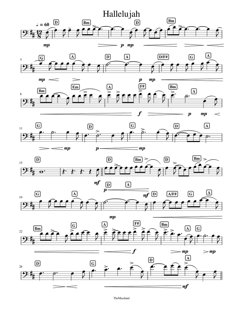 hallelujah - cello Sheet music for Piano, Cello | Download free in PDF