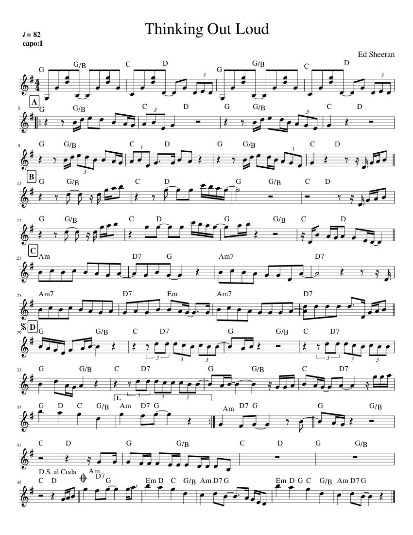 Thinking Out Loud Sheet music for Piano | Download free in PDF or MIDI