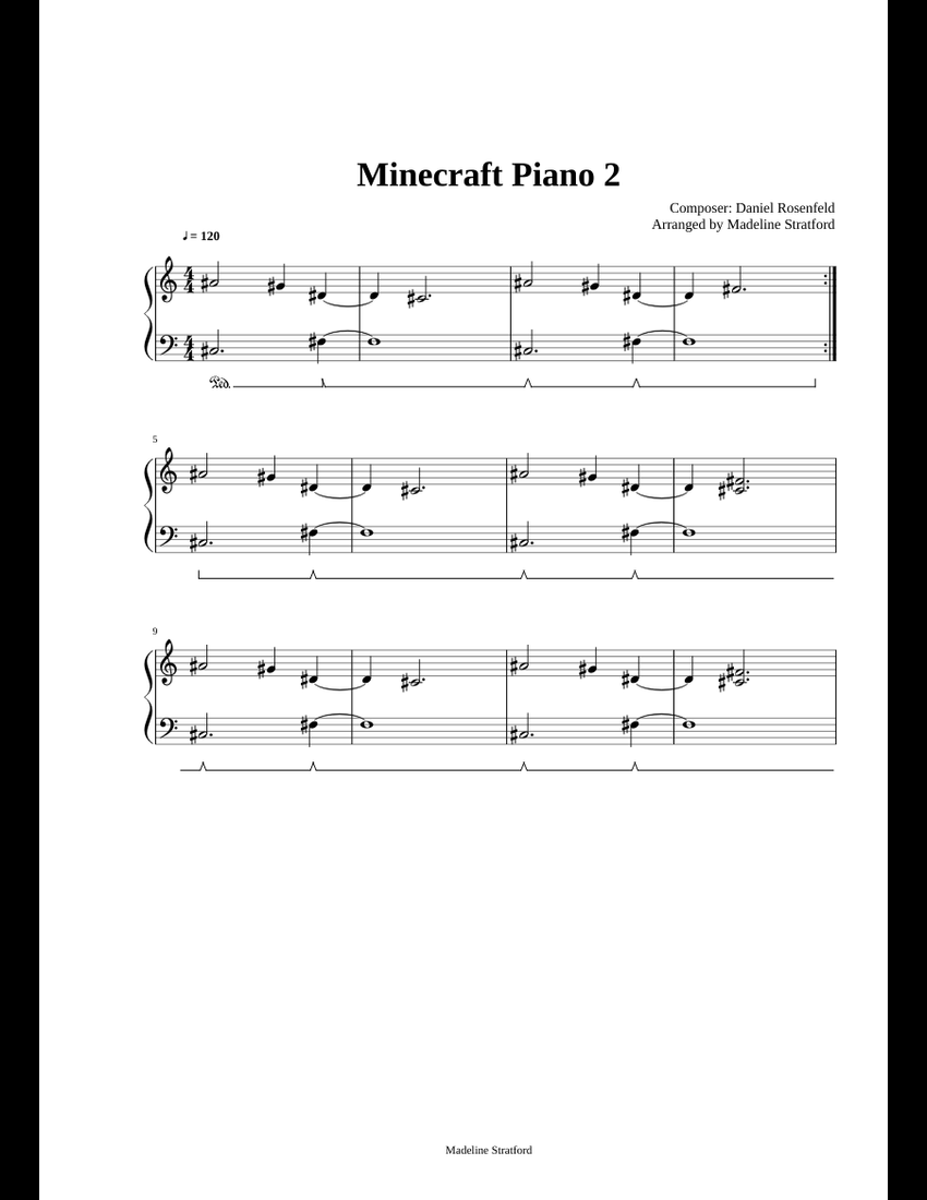 Minecraft Piano Theme 2 - Easy Solo sheet music for Piano download free