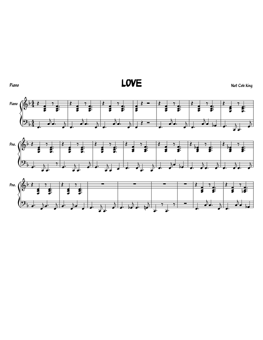 LOVE Piano Sheet music | Download free in PDF or MIDI | Musescore.com