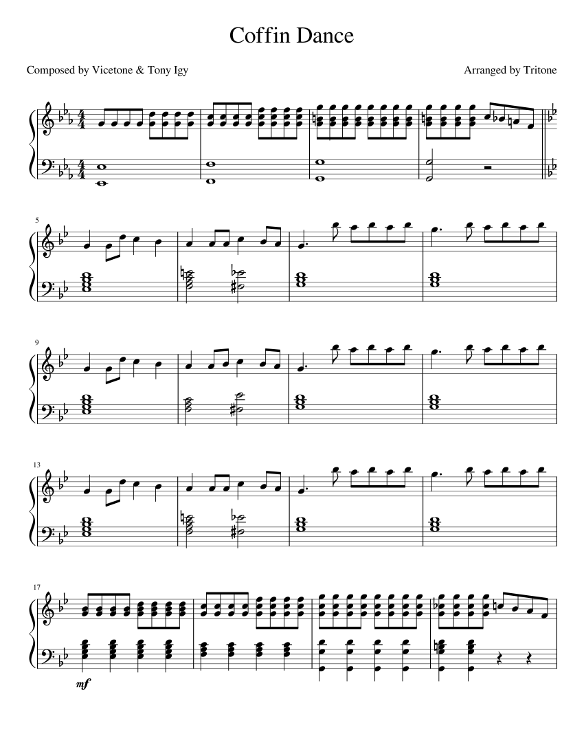 Coffin Dance Sheet music for Piano | Download free in PDF or MIDI