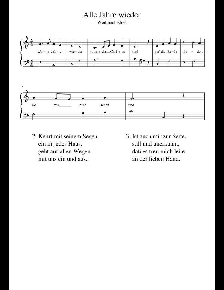 Alle Jahre wieder sheet music for Organ download free in PDF or MIDI