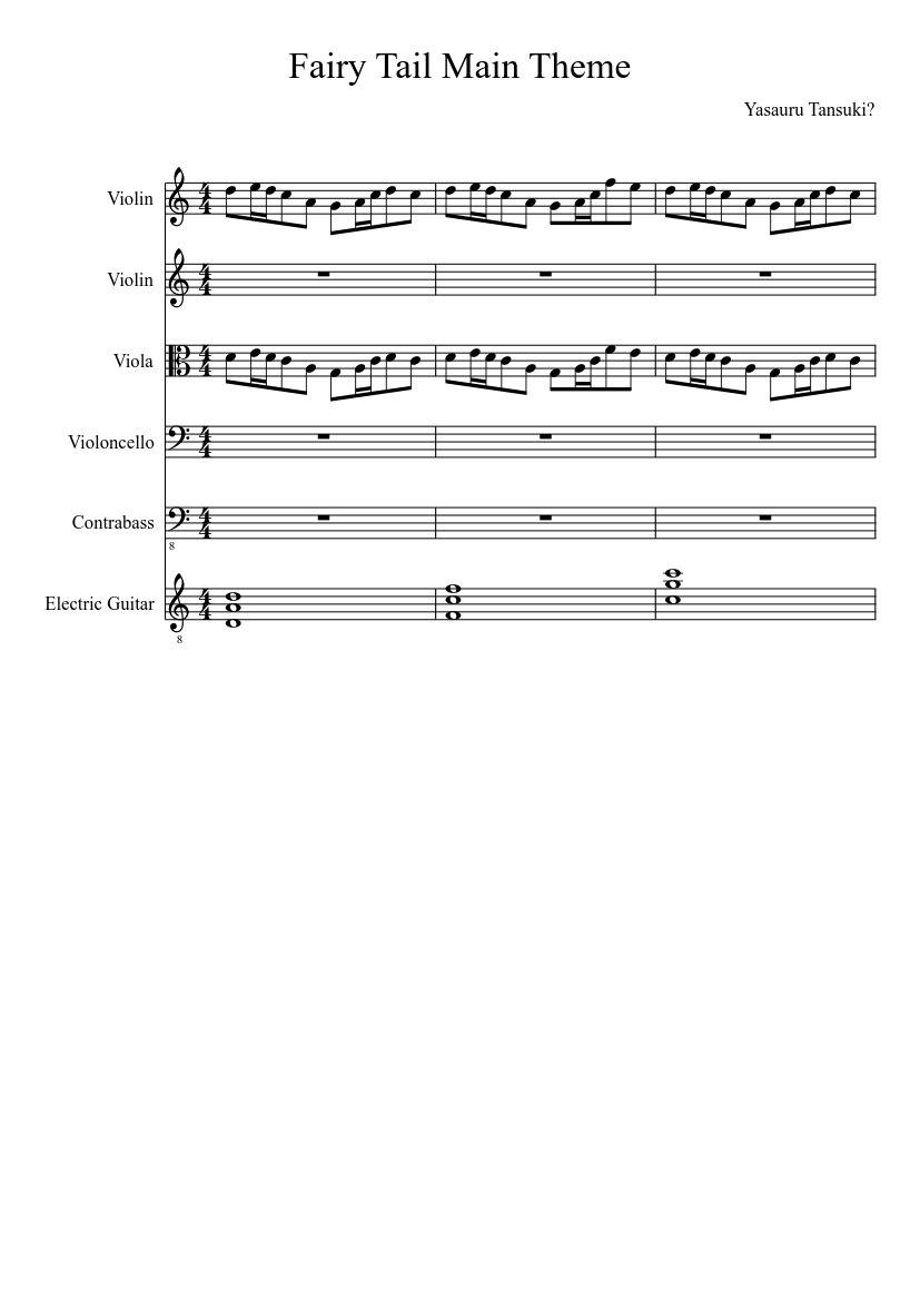 Fairy Tail Main Theme (String Orchestra & Eletric Guitar) Sheet ...