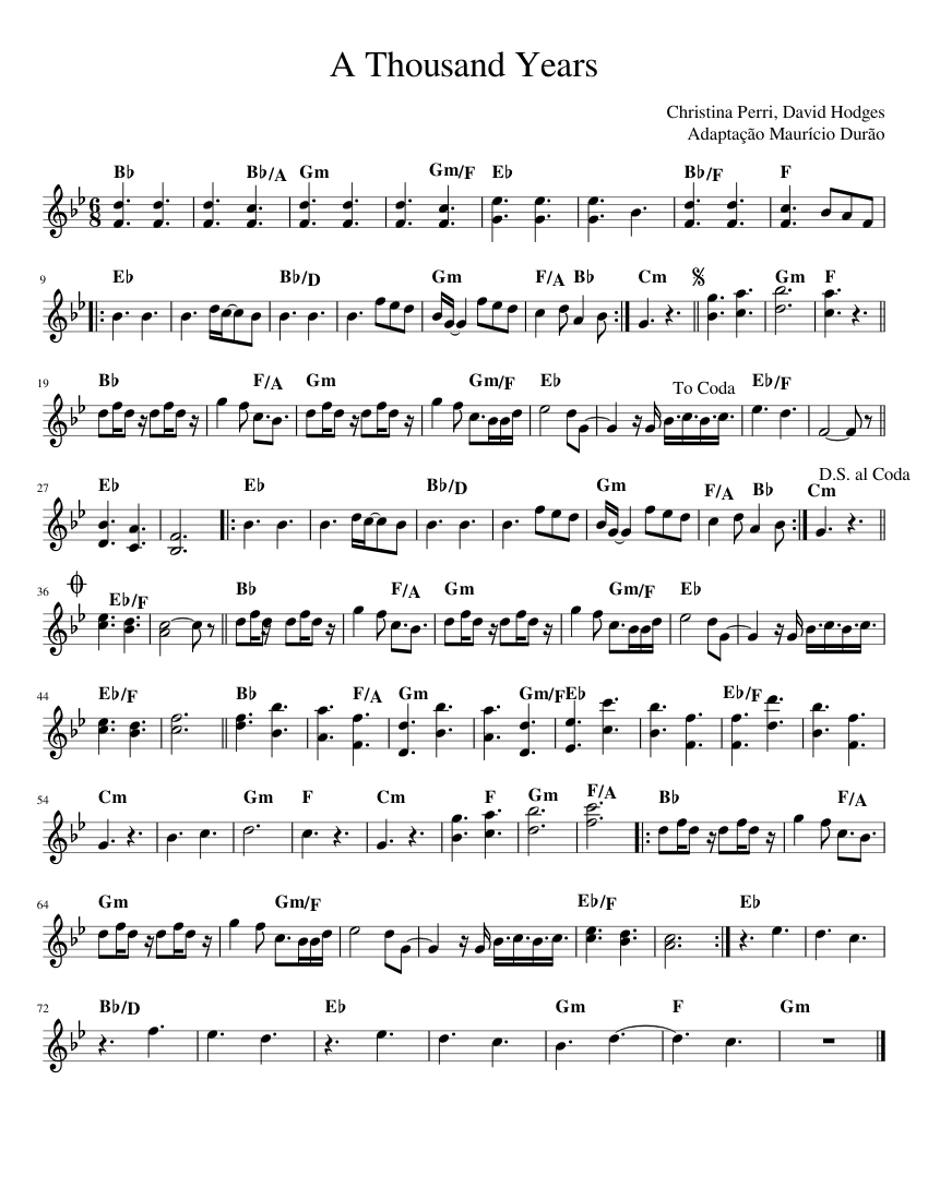 A Thousand Years Sheet music for Piano (Solo)