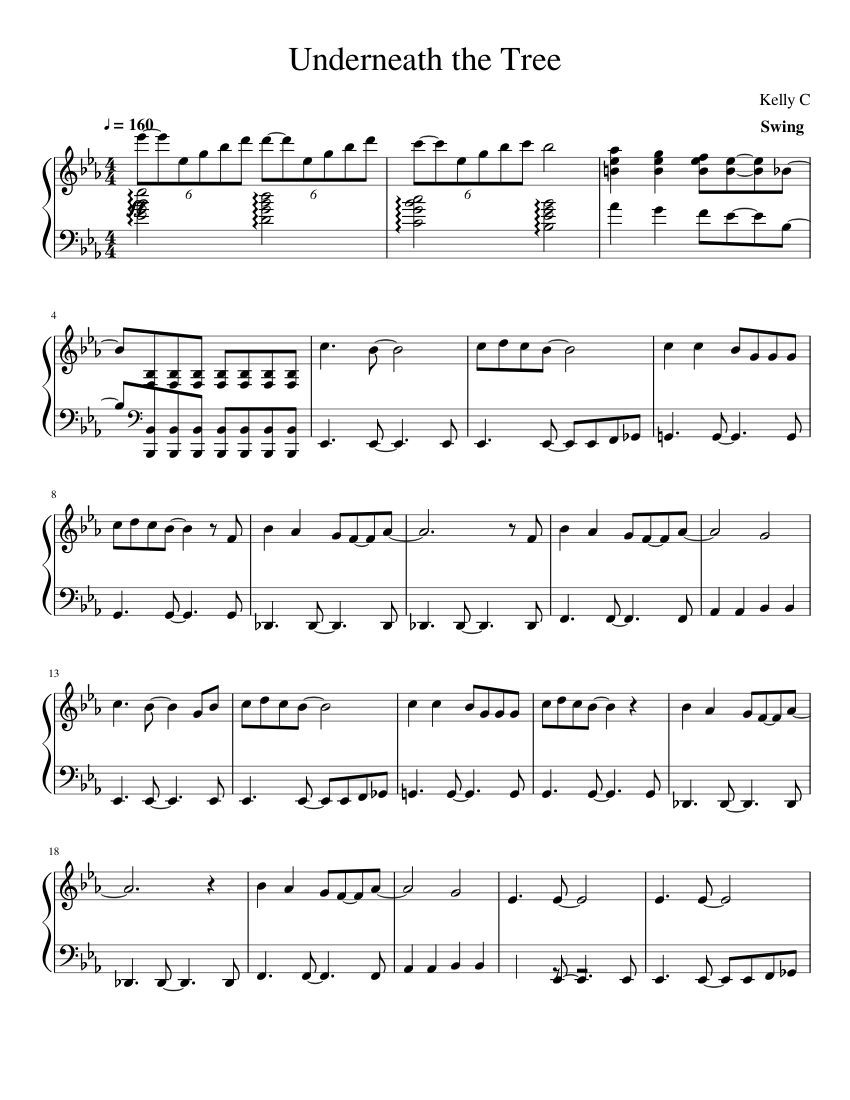 Underneath the Tree - Kelly Clarkson (Piano) sheet music for Piano