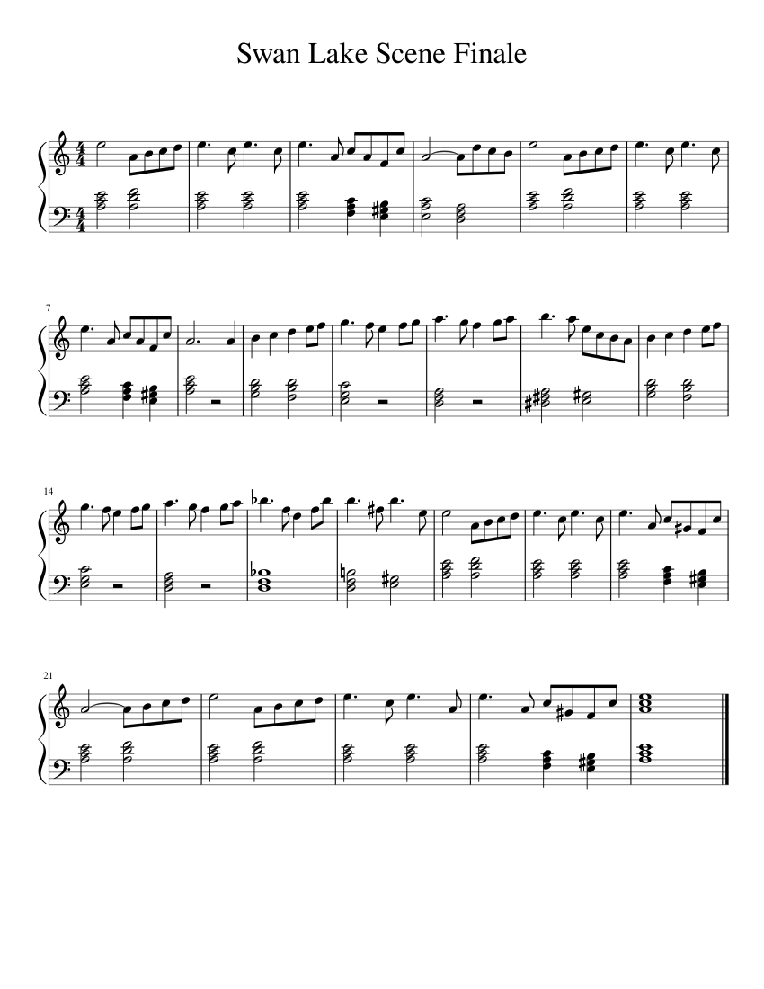 Swan Lake Scene Finale sheet music for Piano download free in PDF or MIDI