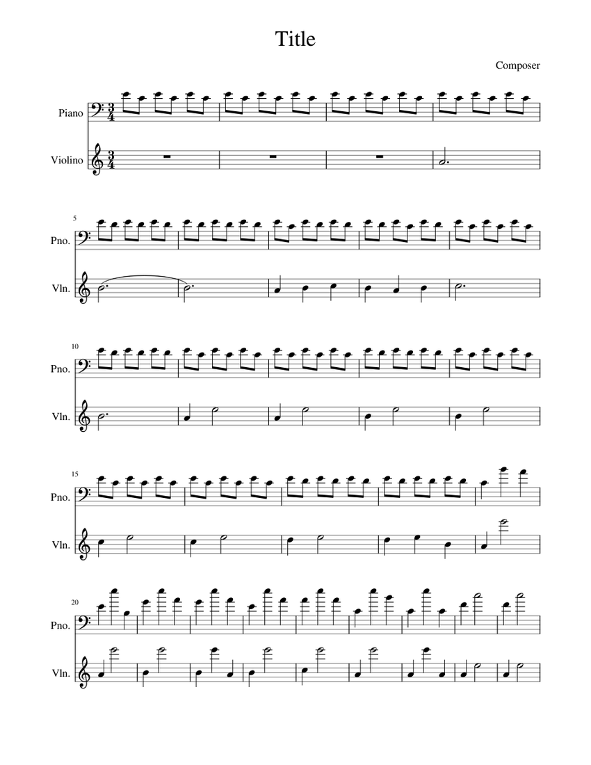 Interstellar Sheet music for Piano, Violin (Solo) | Musescore.com