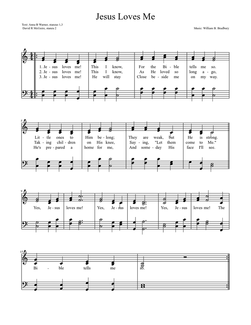 Jesus Loves Me Sheet music | Download free in PDF or MIDI | Musescore.com
