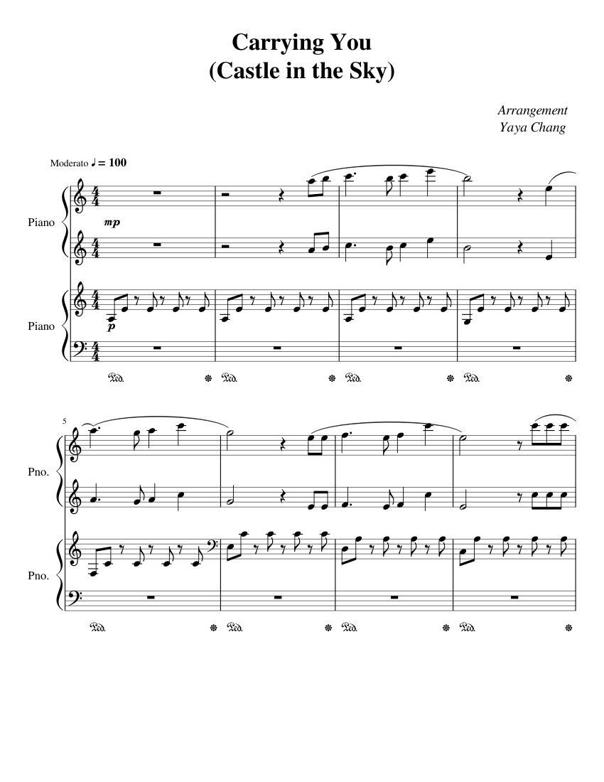 Castle in the Sky Carrying you Sheet music for Piano (Solo) | Musescore.com