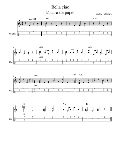 Bellaciao Simples Ukulele Tablatura Sheet Music For Ukulele Solo Musescore Com L'archivio di tablature, accordi, spartiti, songstrips e videotutorial pubblicati su youkulele dal 2010. bellaciao simples ukulele tablatura
