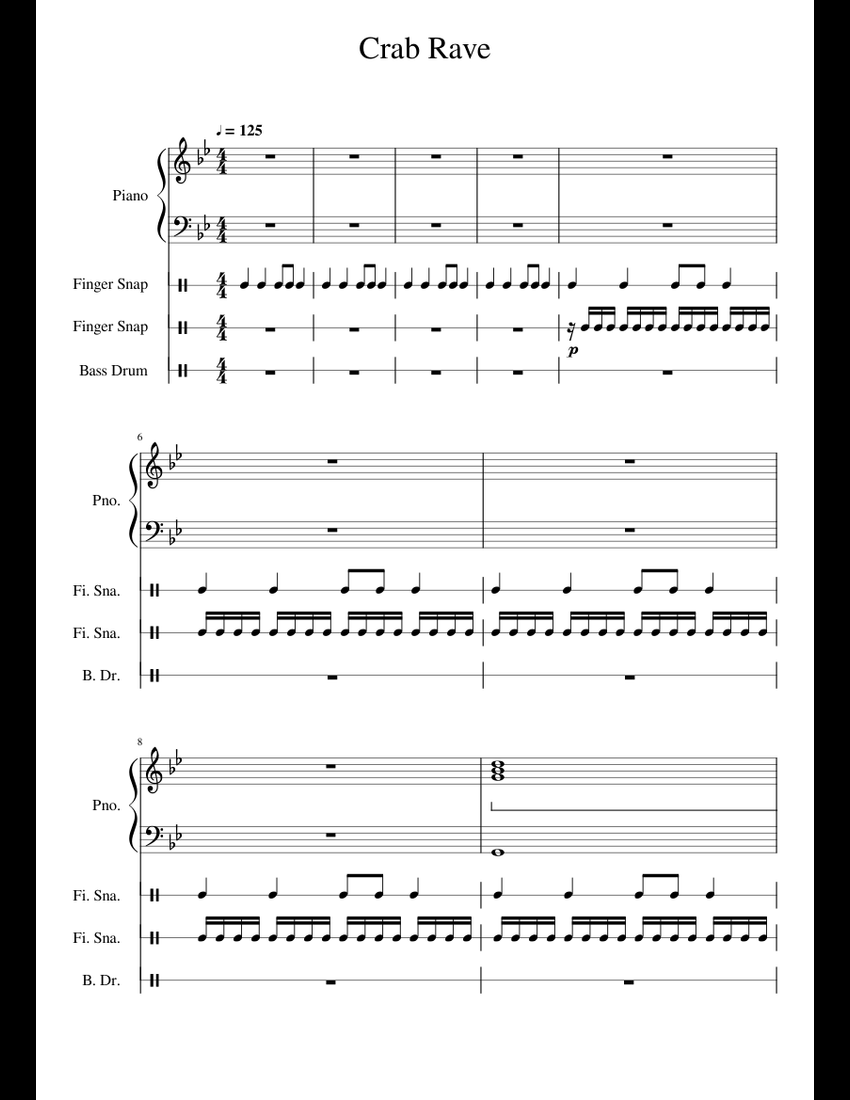 Crab Rave sheet music for Piano, Percussion download free in PDF or MIDI