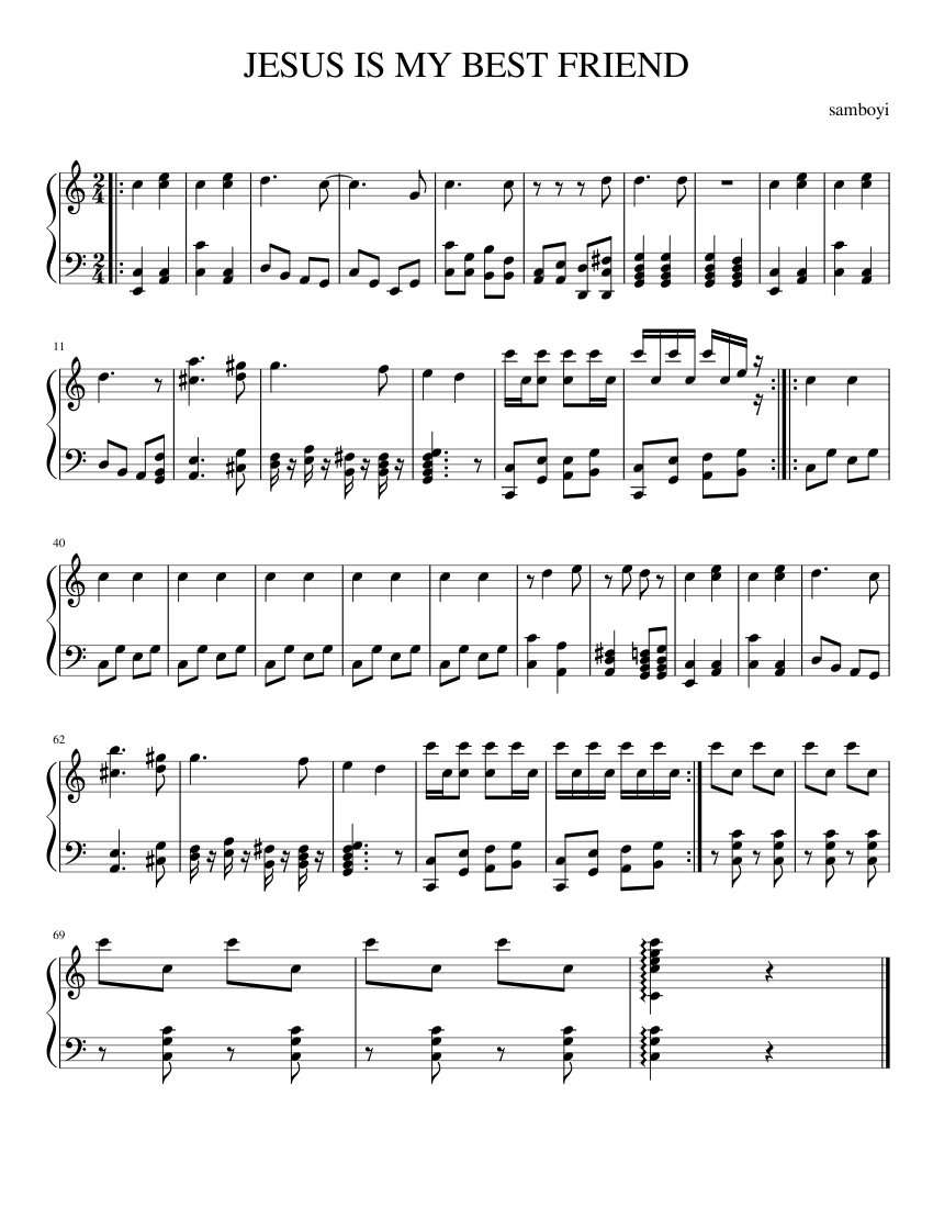 JESUS IS MY BEST FRIEND sheet music for Piano download ...