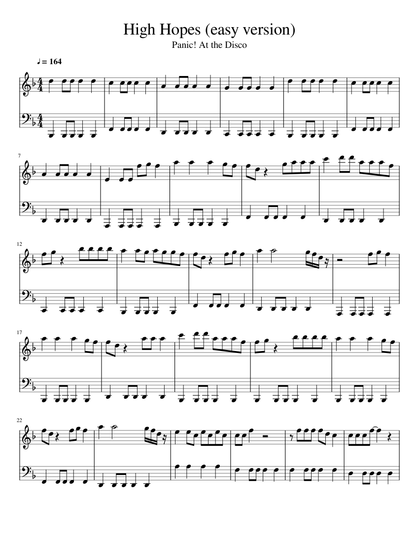 High Hopes (Easy Version) Sheet music for Piano | Download free in PDF ...