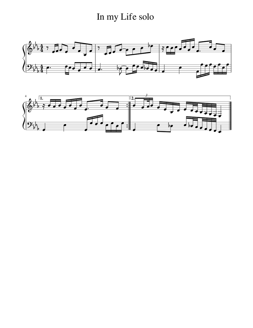 In my Life solo Sheet music for Piano (Solo) | Musescore.com