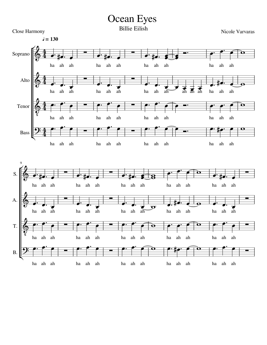Ocean Eyes sheet music for Voice download free in PDF or MIDI