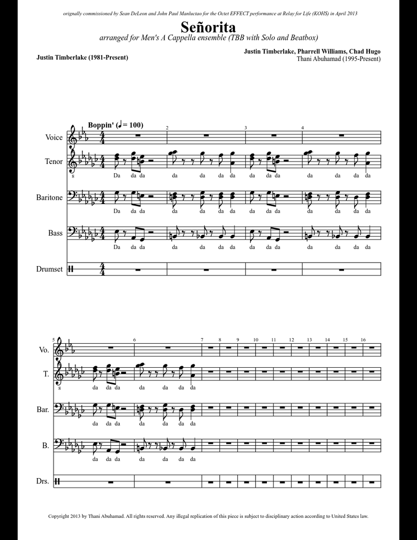Señorita sheet music download free in PDF or MIDI