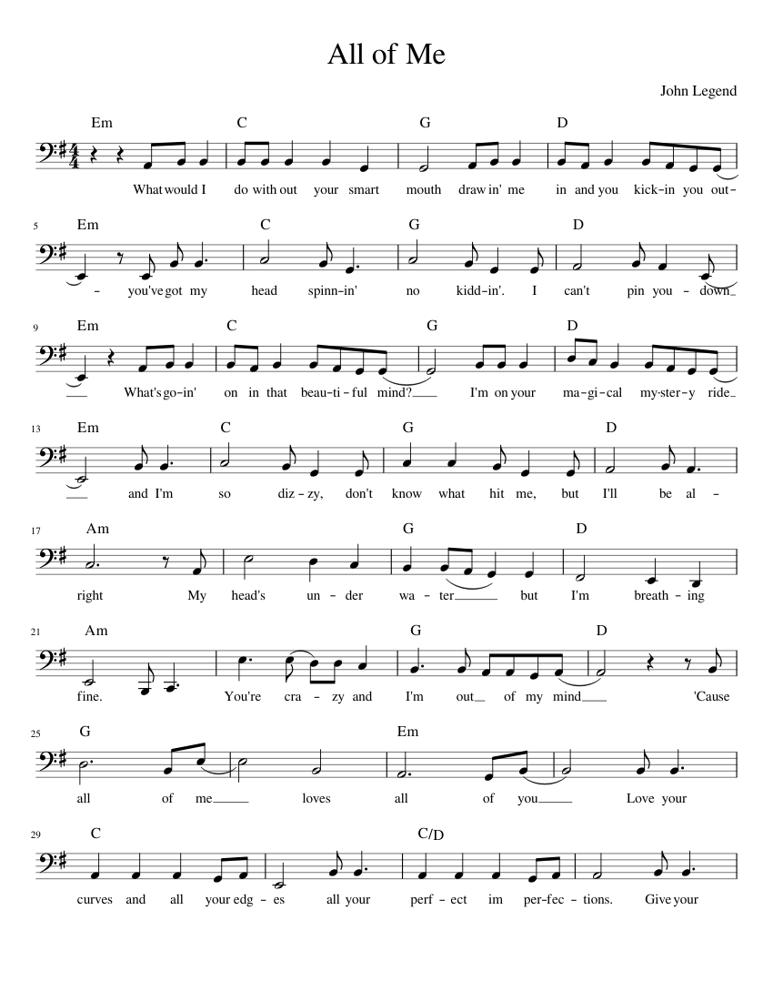 All of me Sheet music for Piano (Solo) | Musescore.com
