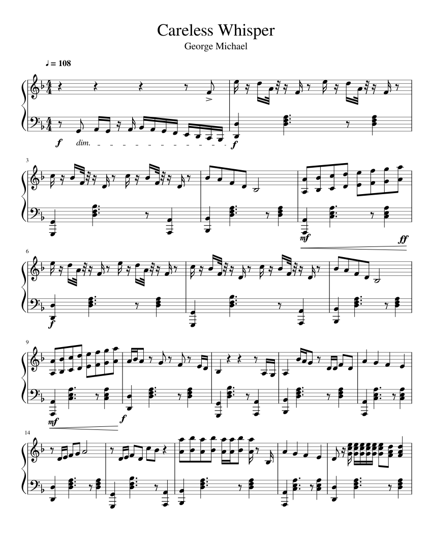 Careless Whisper - piano tutorial