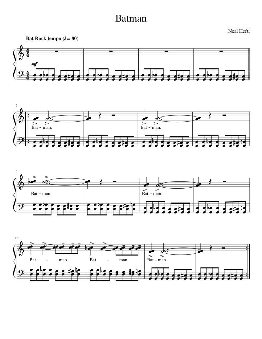 Batman Sheet music for Piano (Solo) | Musescore.com