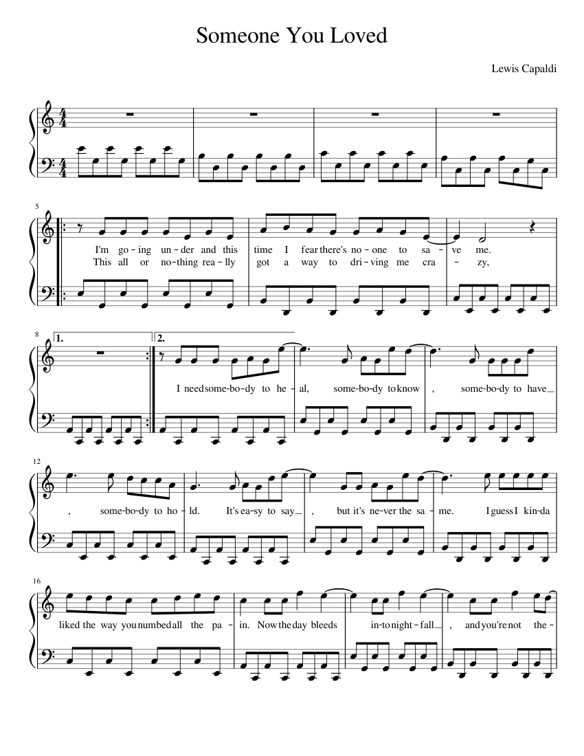 Someone You Loved sheet music for Piano download free in PDF or MIDI