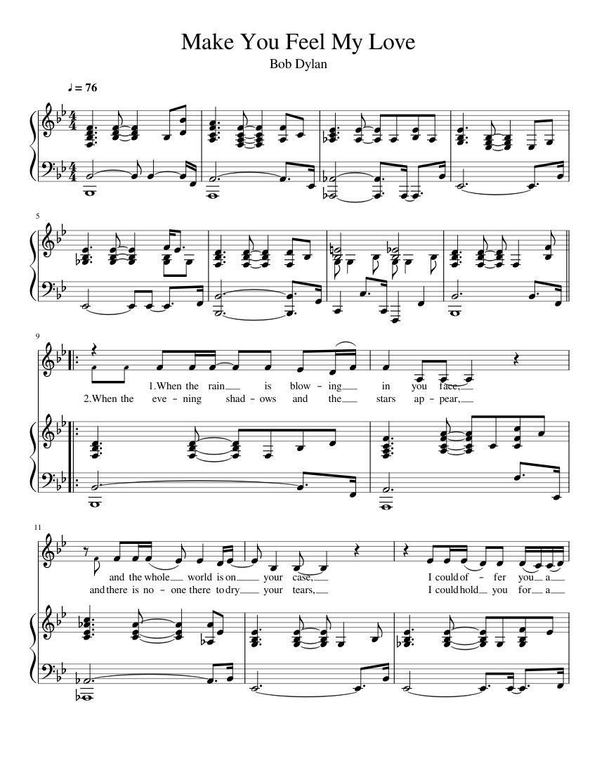Make You Feel My Love sheet music for Piano, Cello download free in PDF