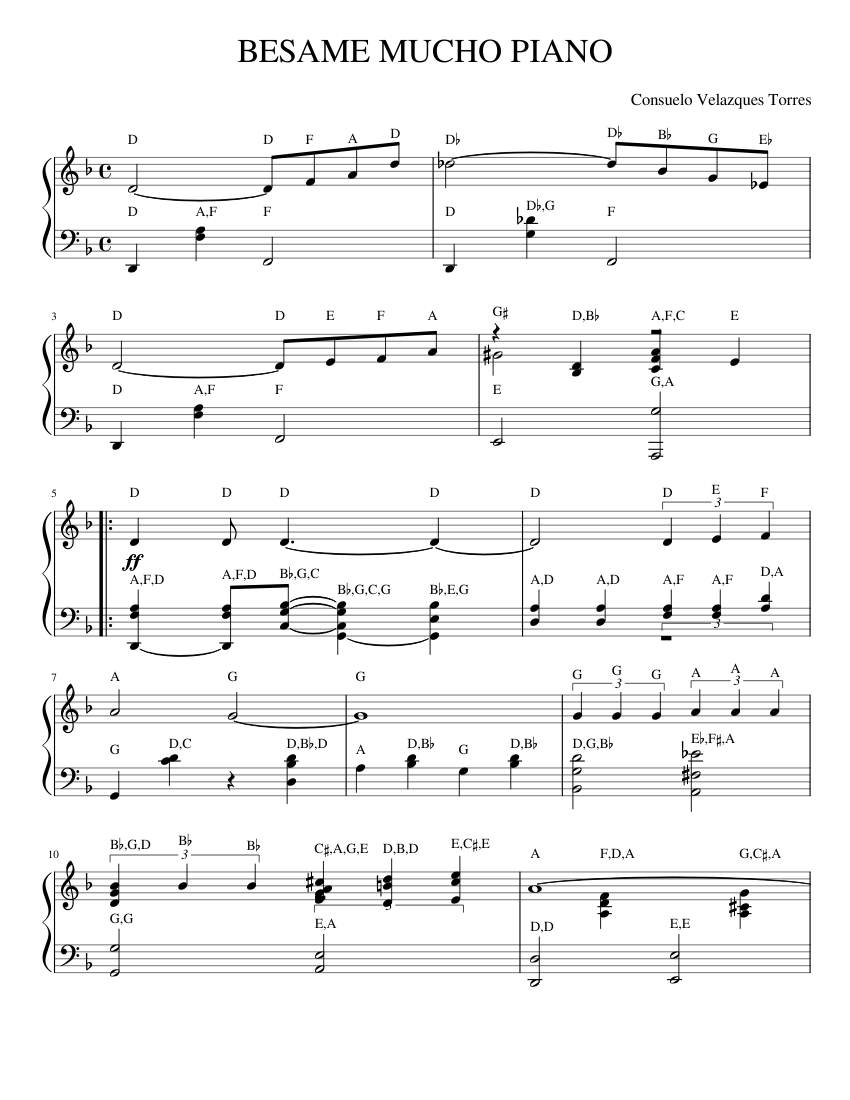 BESAME MUCHO PIANO 2 sheet music for Piano download free in PDF or MIDI