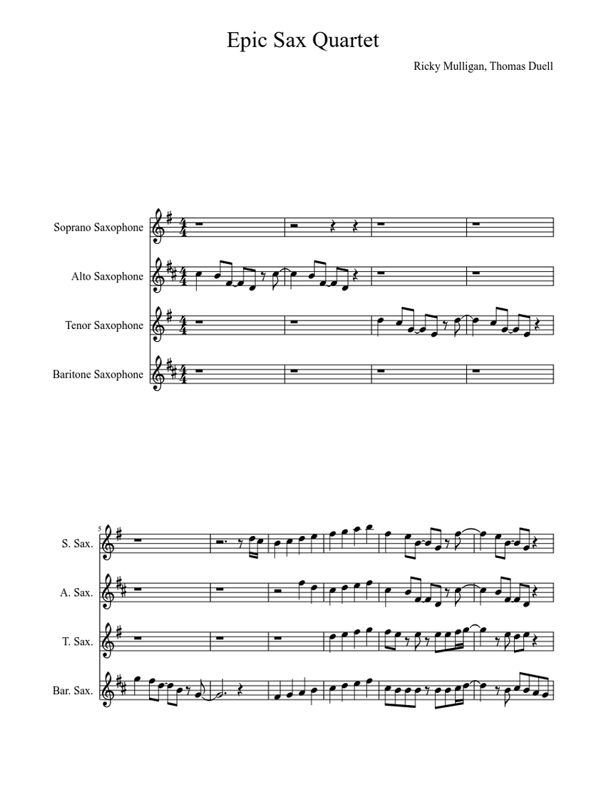 Epic Sax Quartet Sheet music Download free in PDF or MIDI