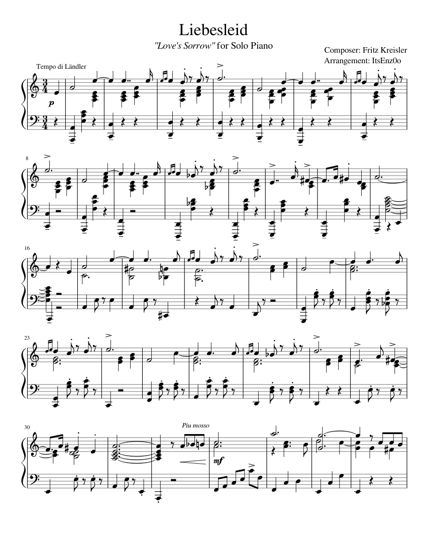 Liebesleid (Piano Solo) Sheet music for Piano | Download free in PDF or